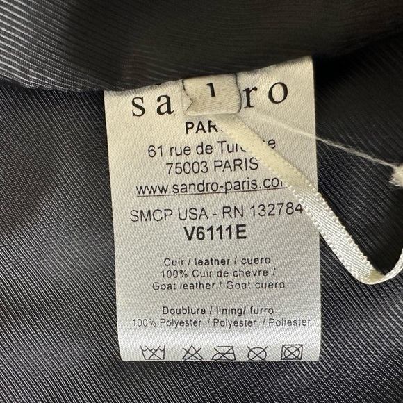 Sandro Paris Jacket Women’s Small 1 Suede Goat Leather Black Asymmetrical Zip🐝 - Picture 8 of 10